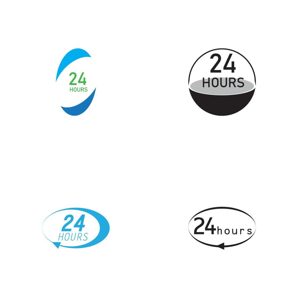 24 hour logo vector illustration design template