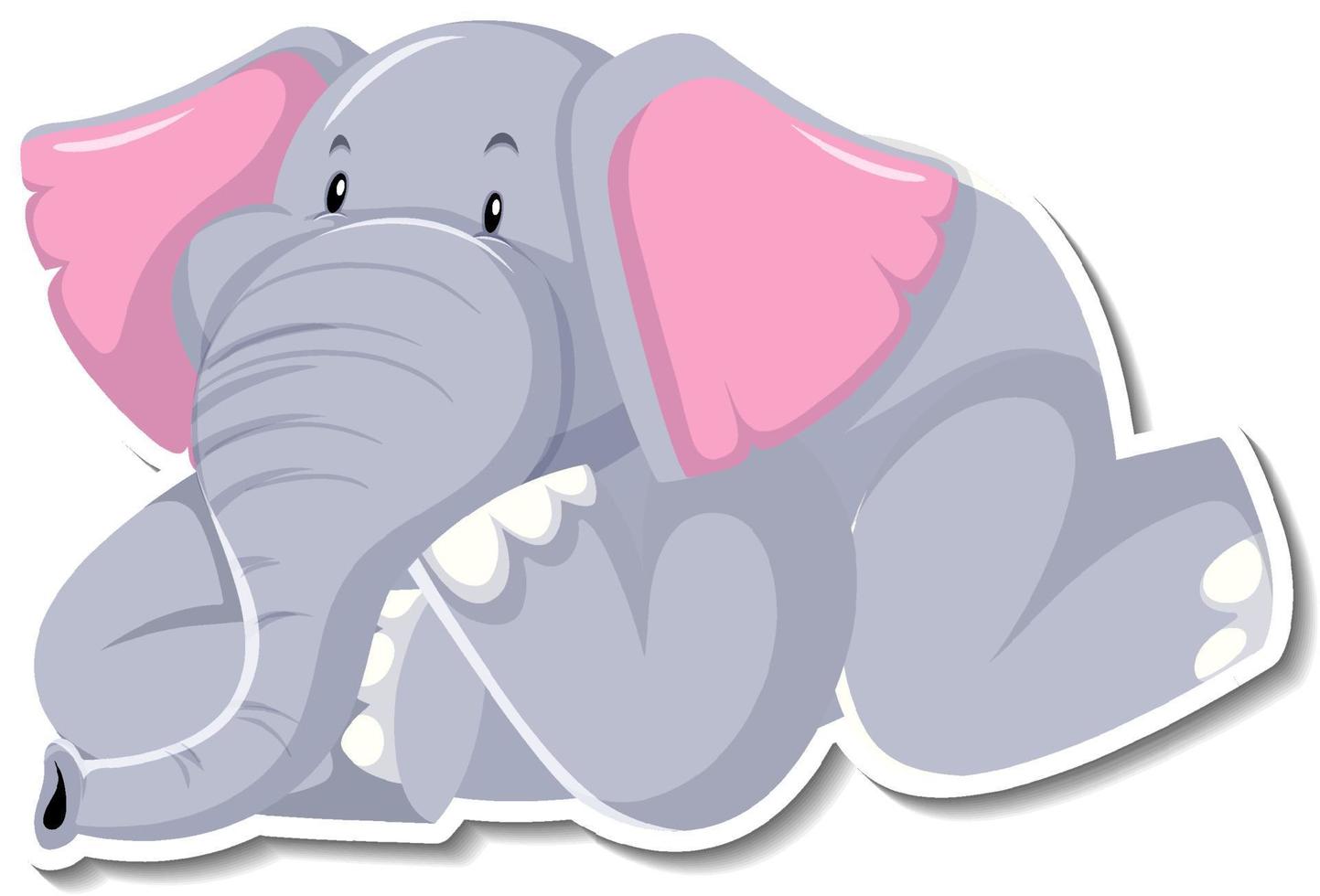 Elephant lying cartoon character on white background vector