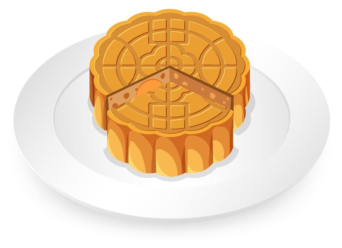 Isolated mooncake on white plate vector