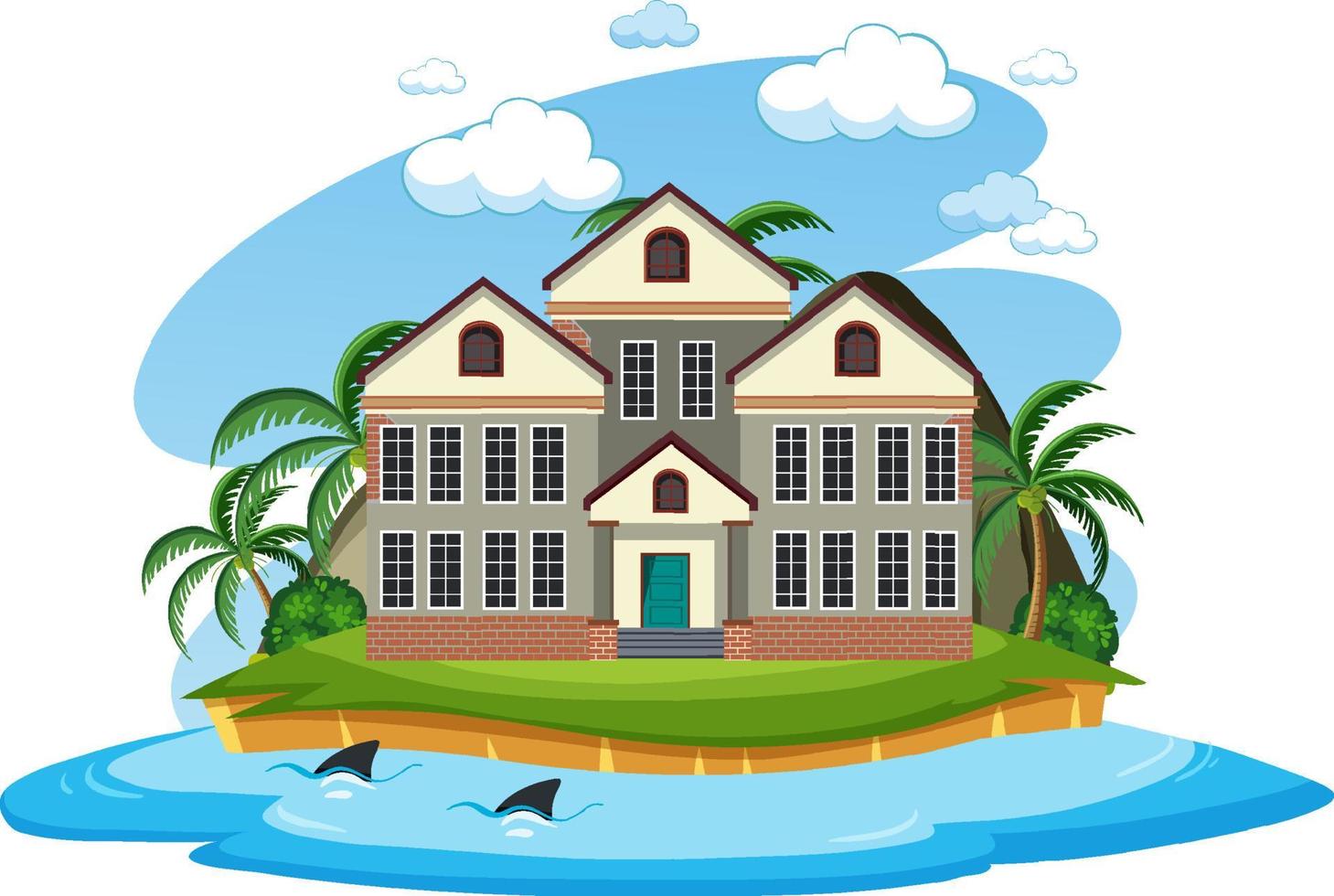 Big buidling on the island vector