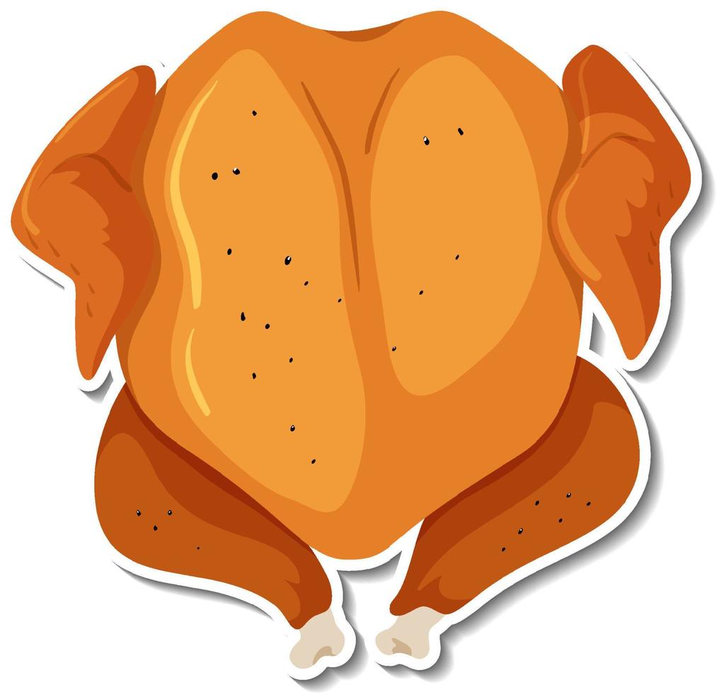 Fried chicken sticker on white background vector
