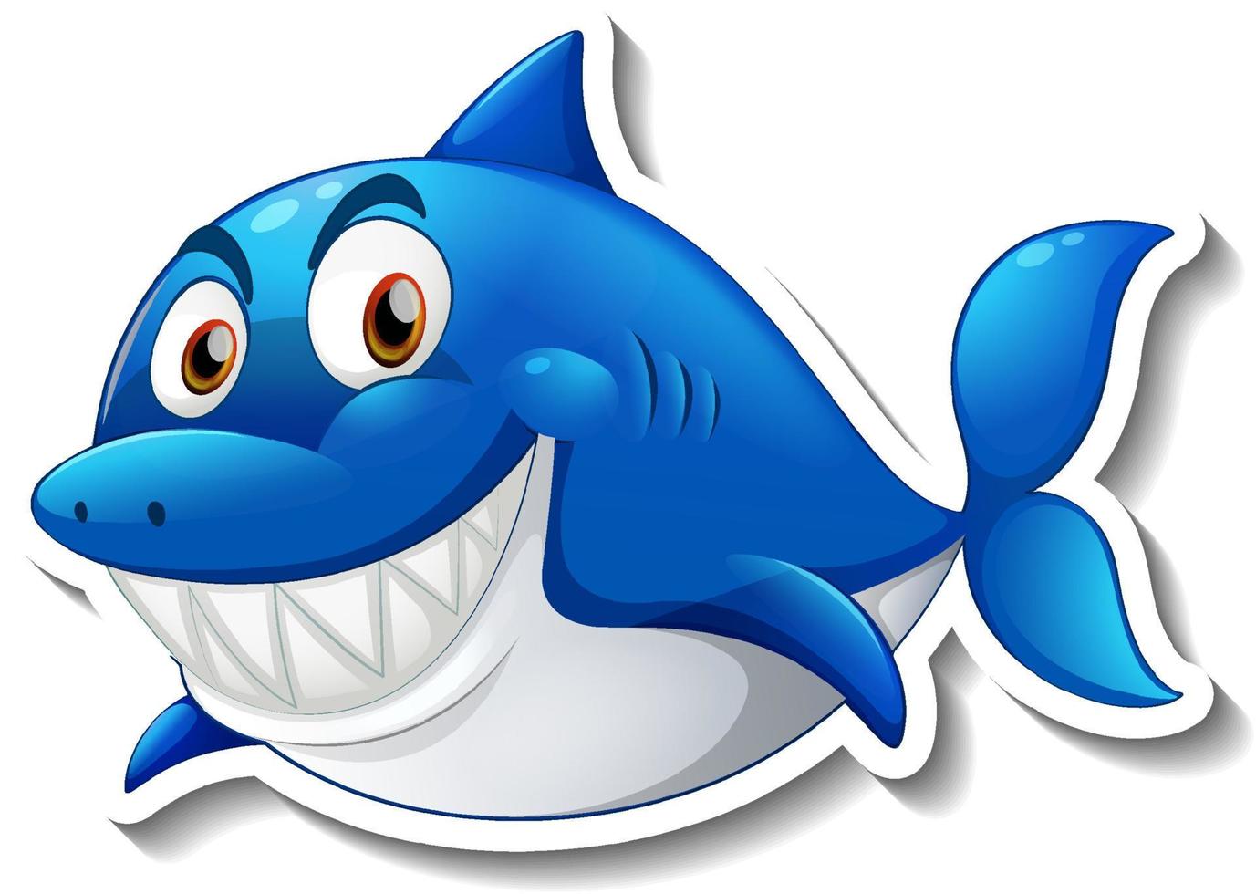 Smiling shark cartoon sticker vector
