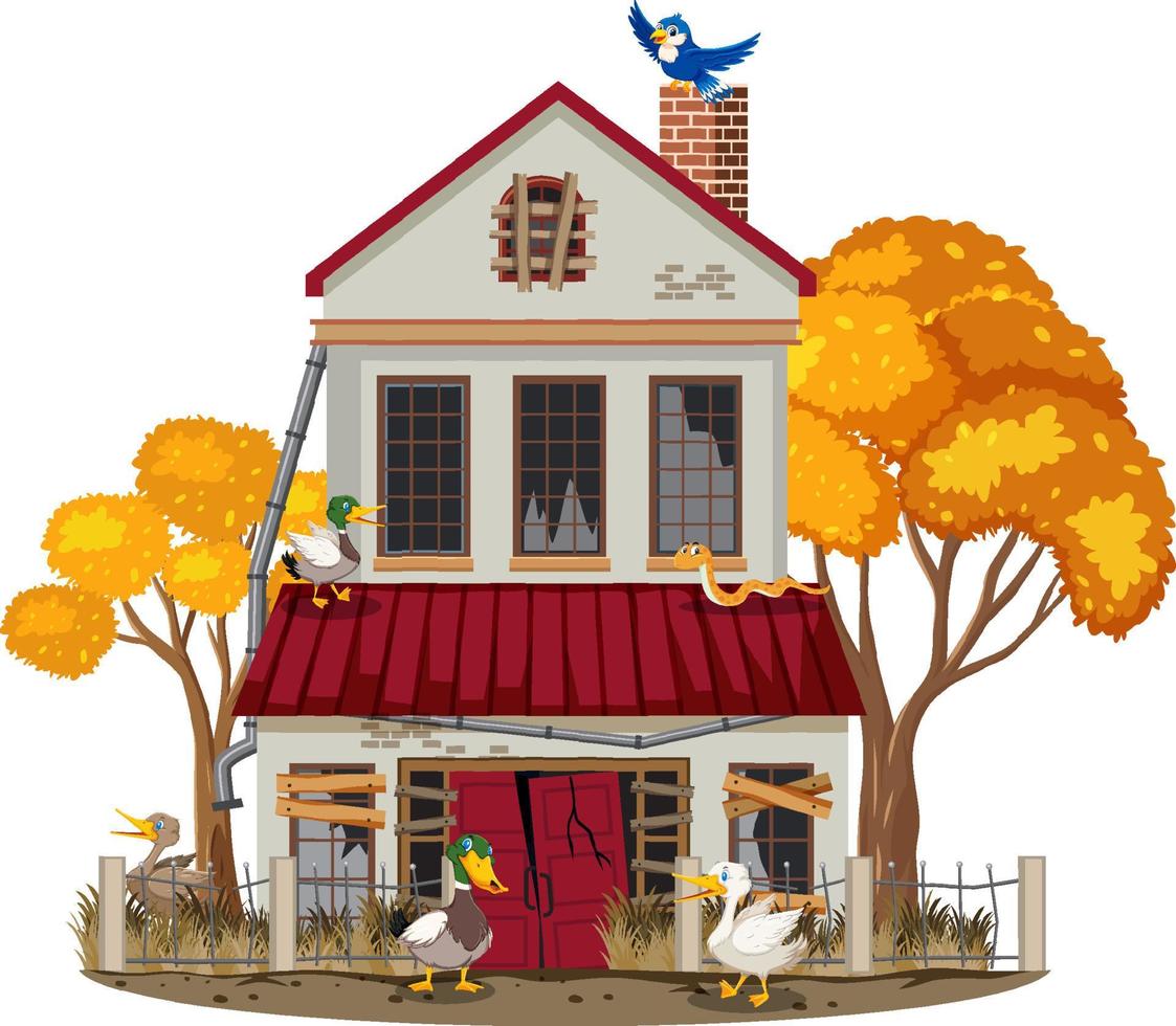 Animals at the abandon house vector