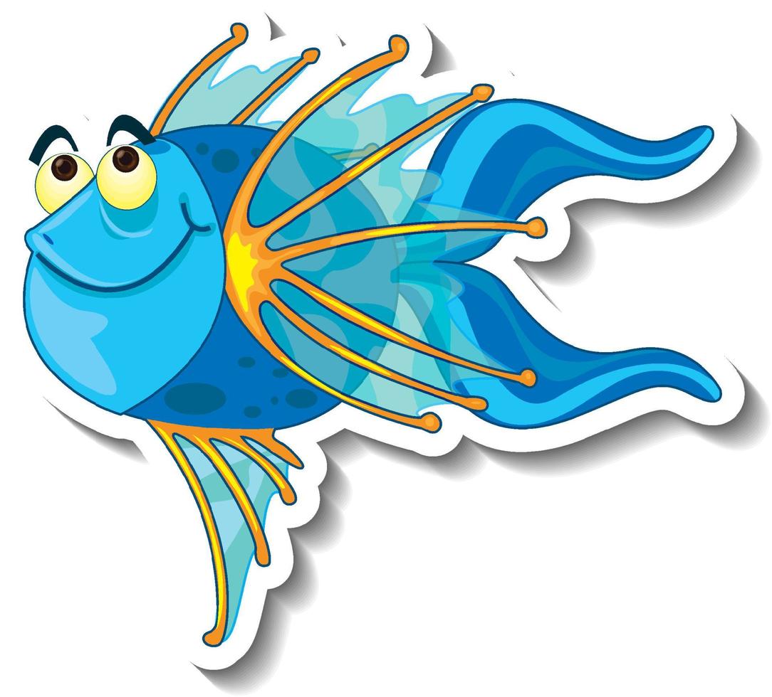 Cute fish sea animal cartoon sticker vector