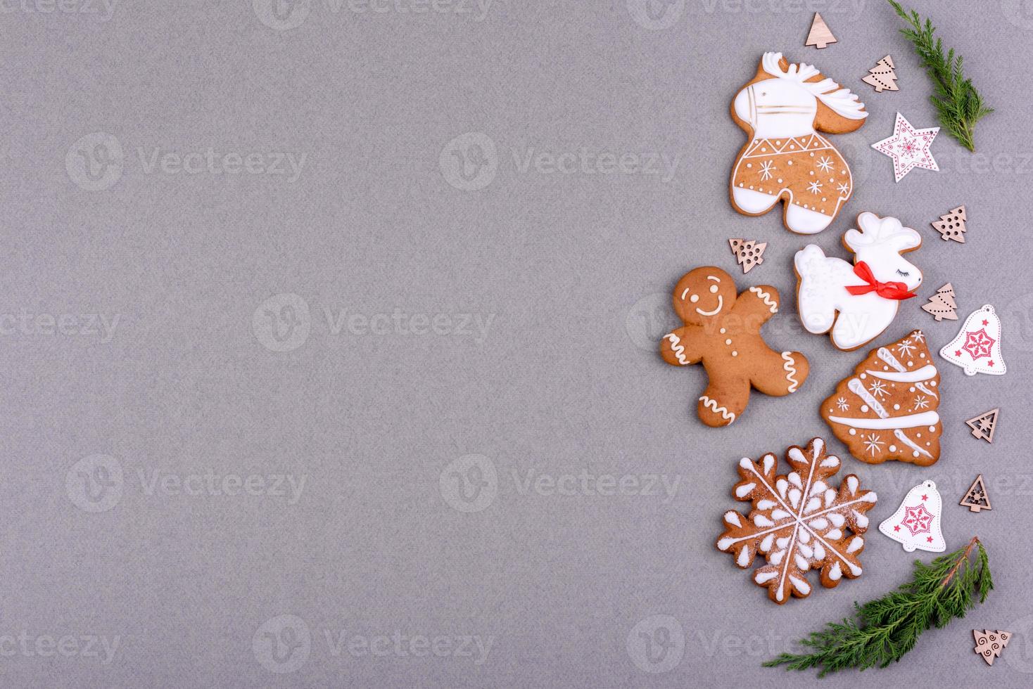 Christmas festive gingerbread made at home on a color background photo