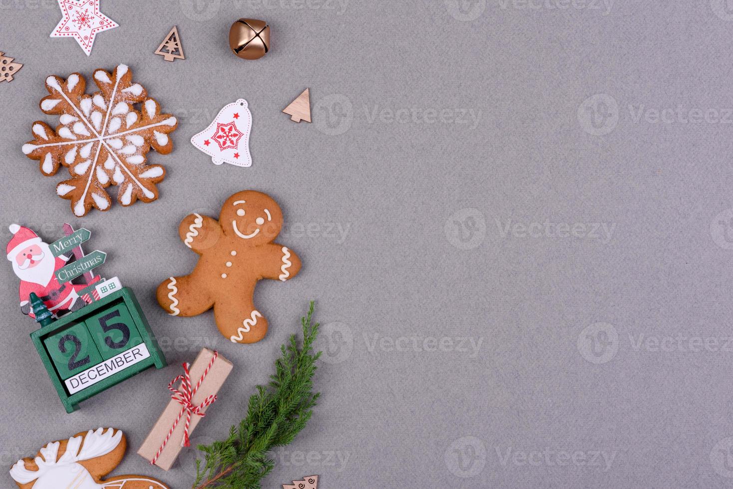 Christmas festive gingerbread made at home on a color background photo