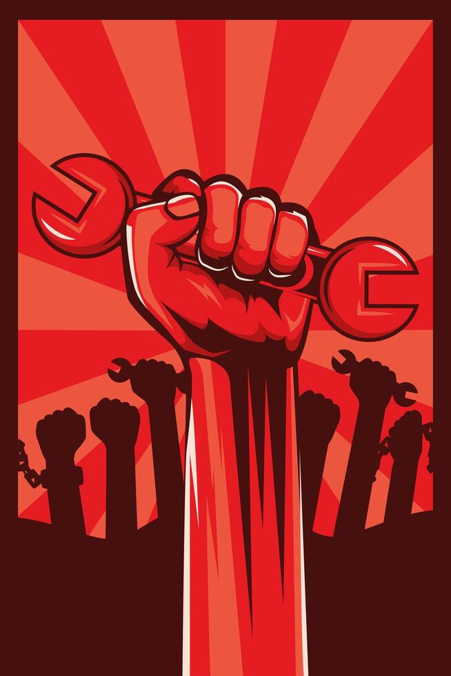 worker hand revolution vector