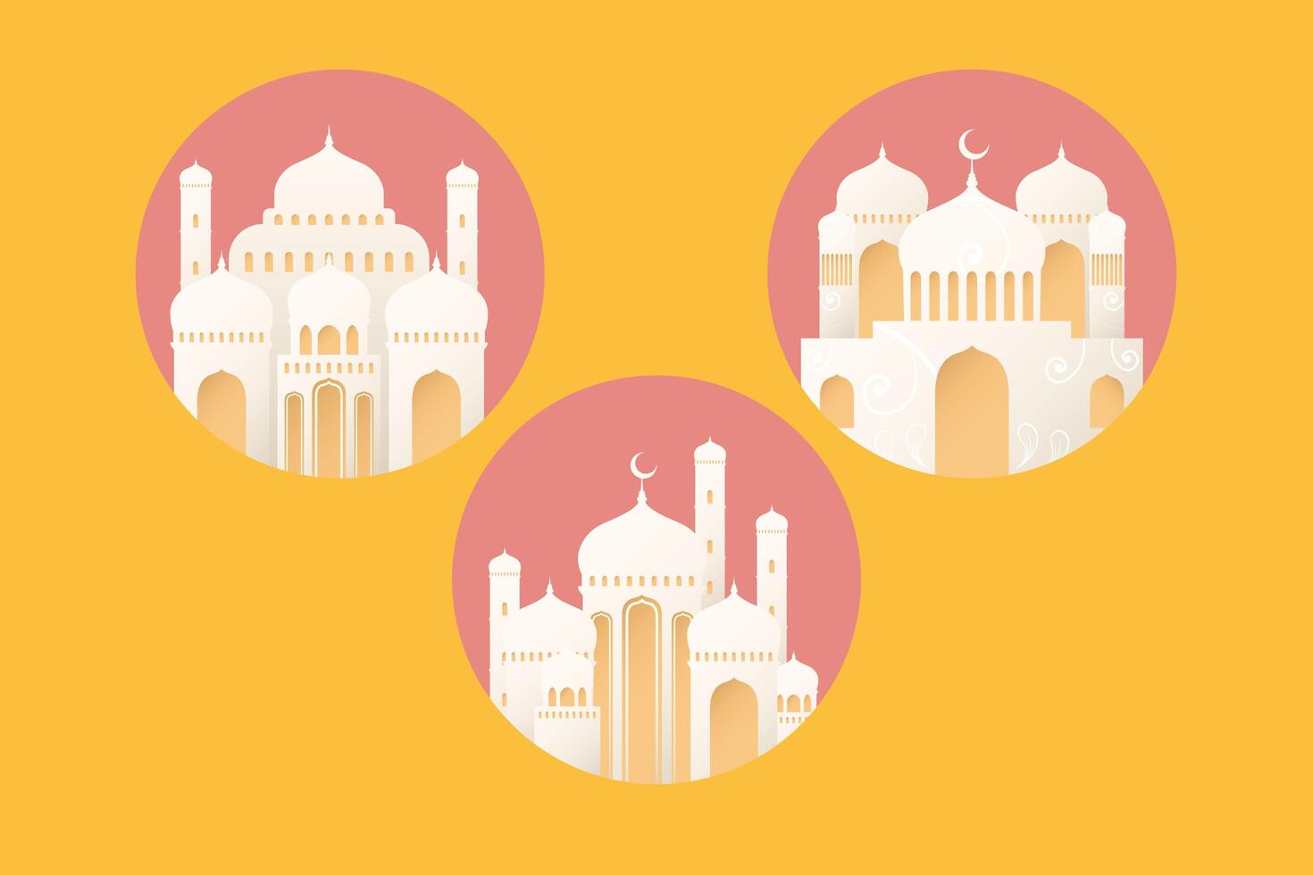 tres iconos del festival eid vector