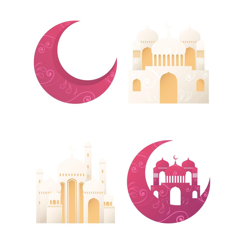 four eid festival icons vector