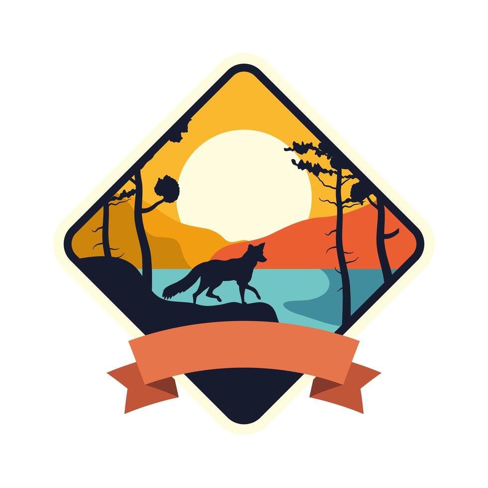 adventure emblem fox vector