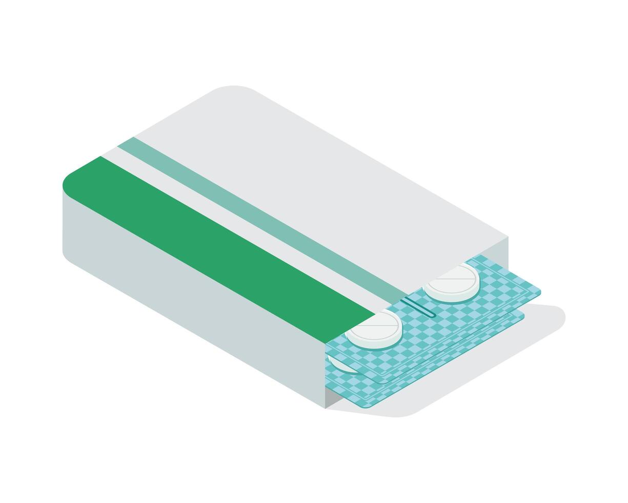 aspirin pills box packing vector