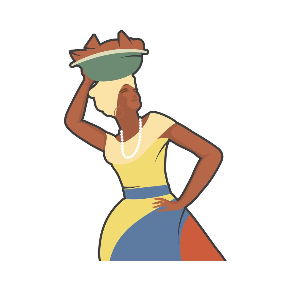 mujer afro colombiana vector