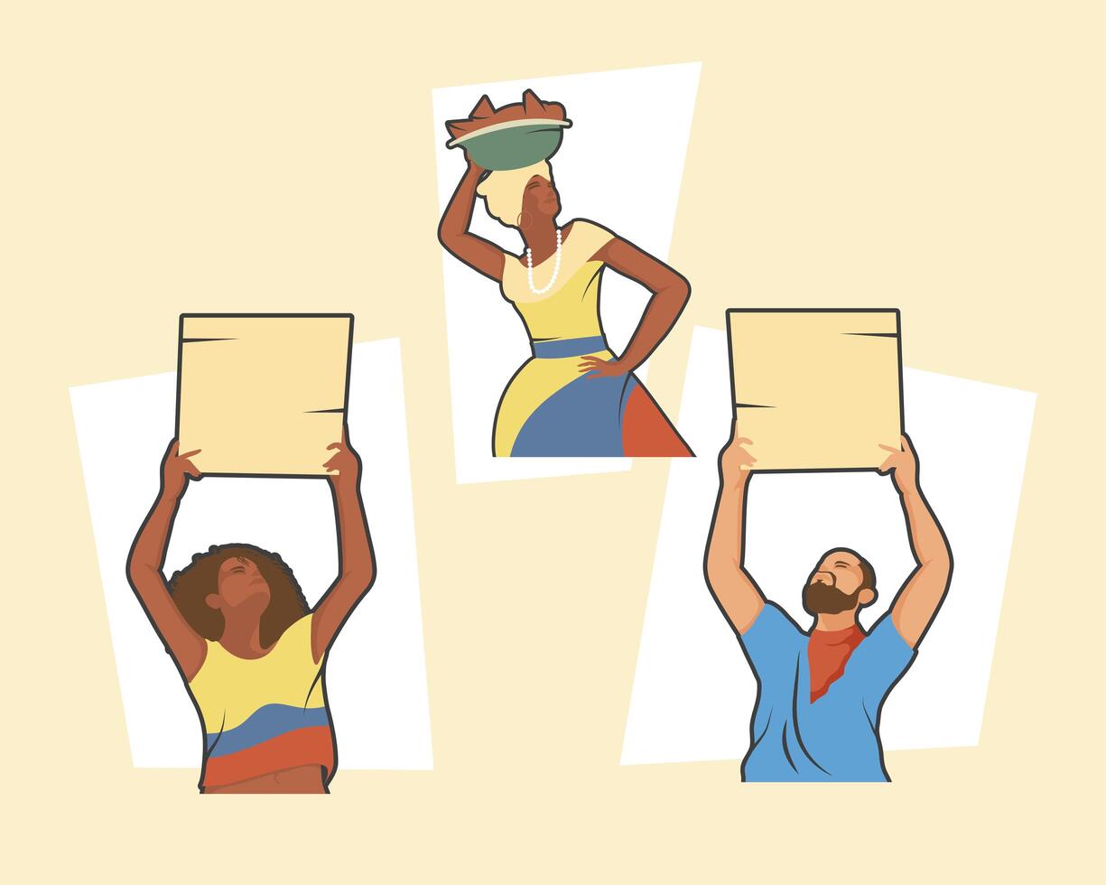 three colombians fighters vector