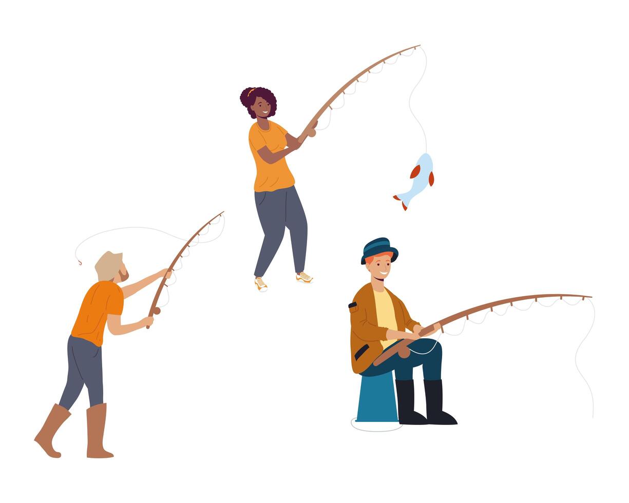 fishers comic characters vector