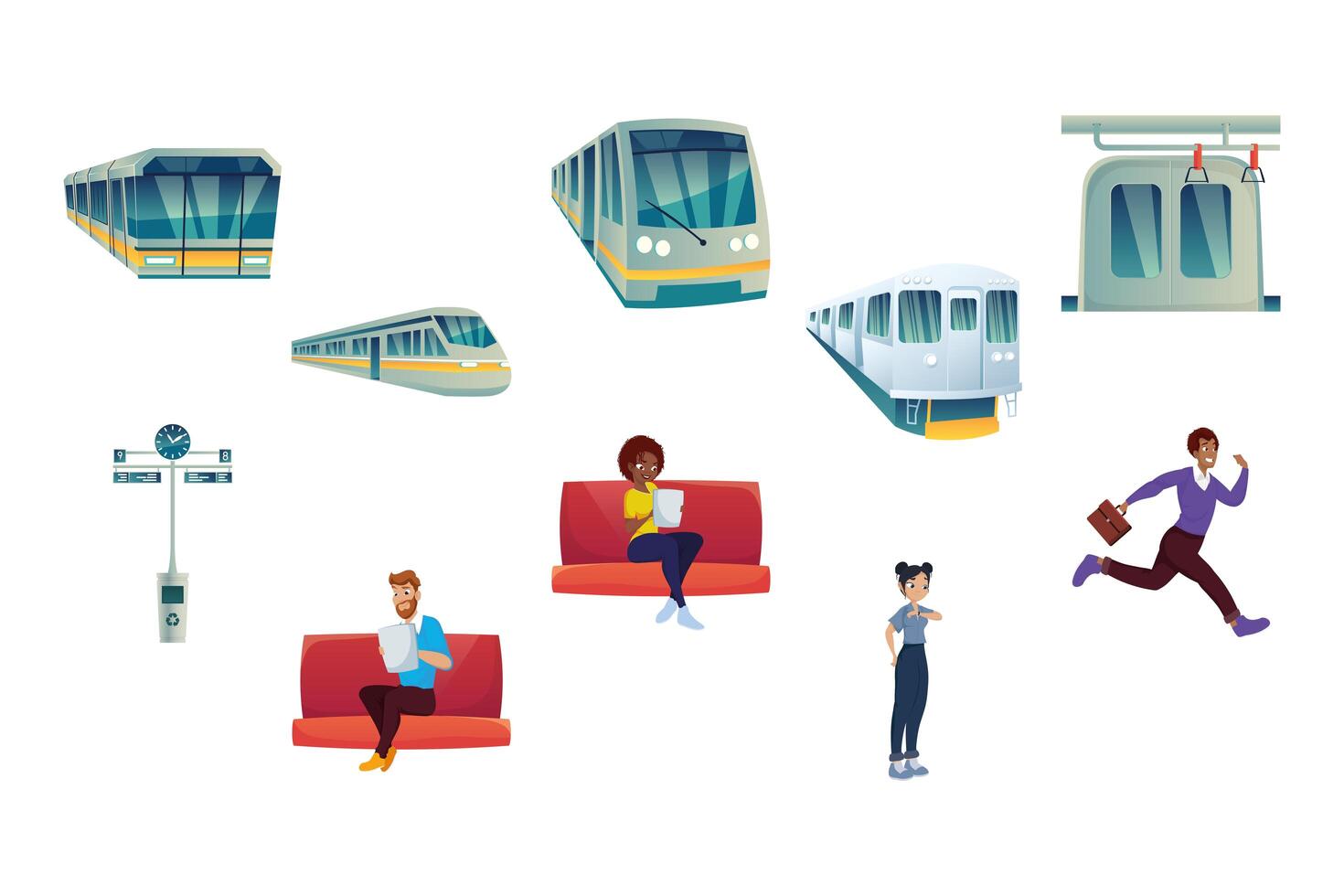 subway and passengers vector