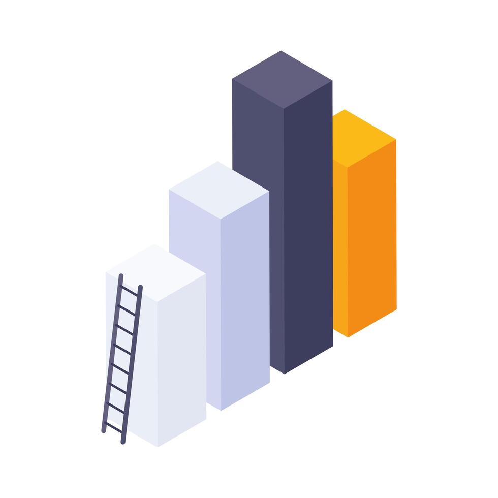 statistics bars isometric vector