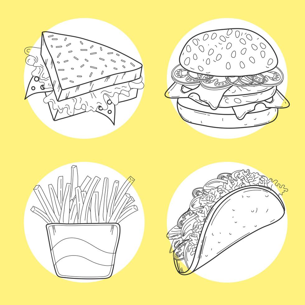 four one line foods vector