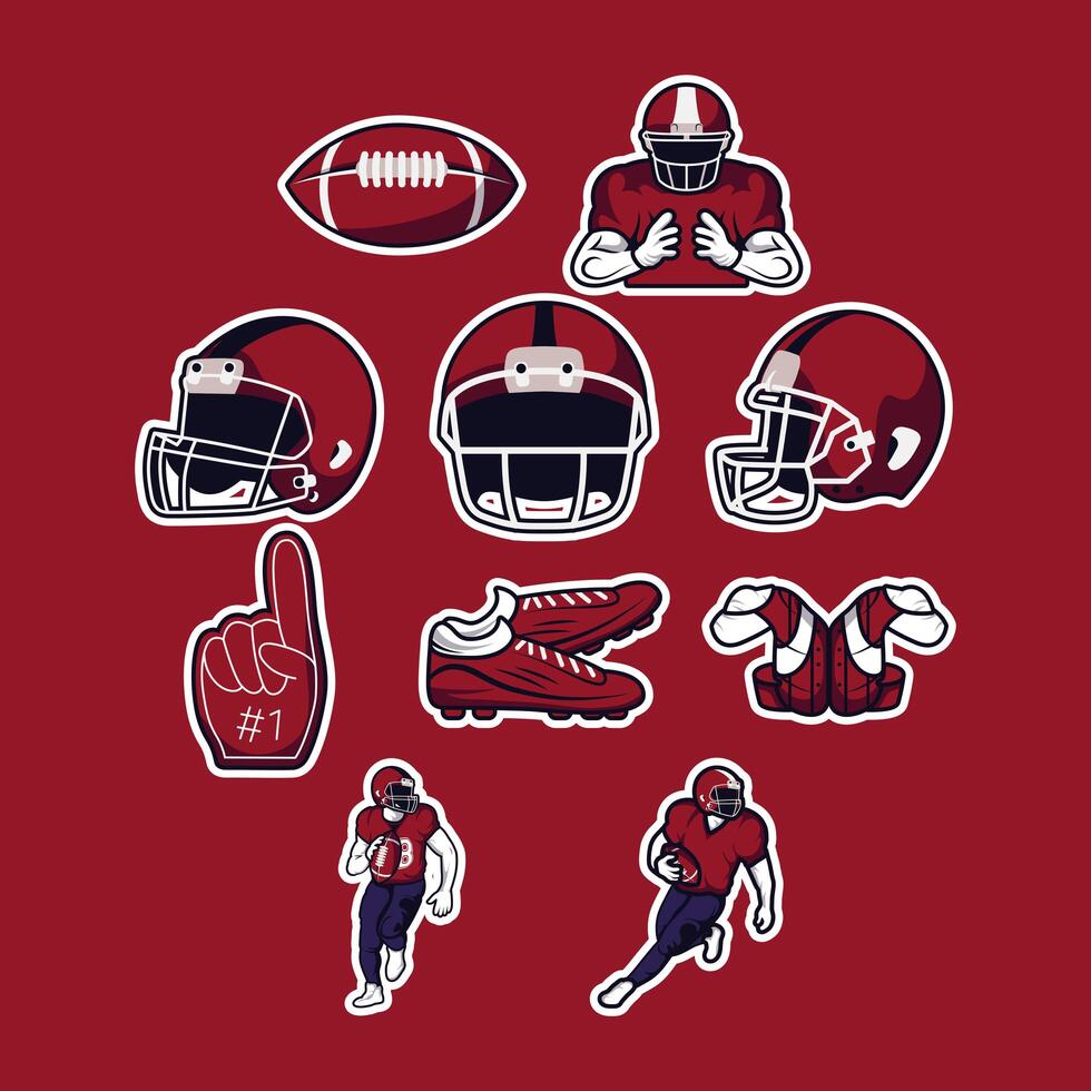 diez iconos de fútbol americano vector