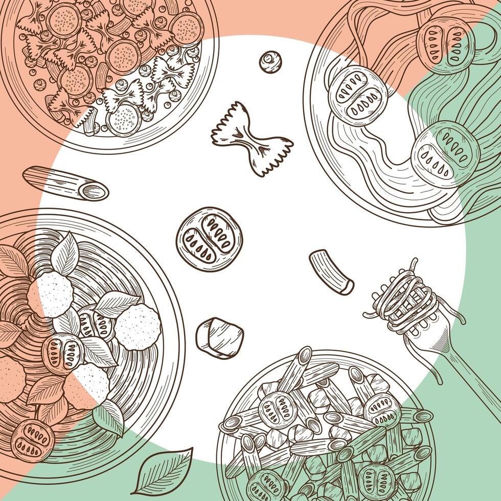 italian pastas pattern vector