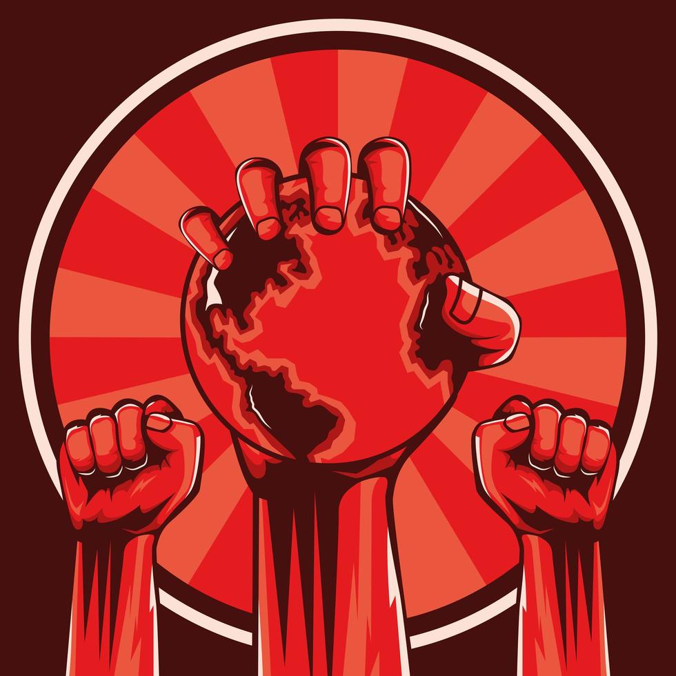 cartel de la revolución de los manifestantes de las manos vector