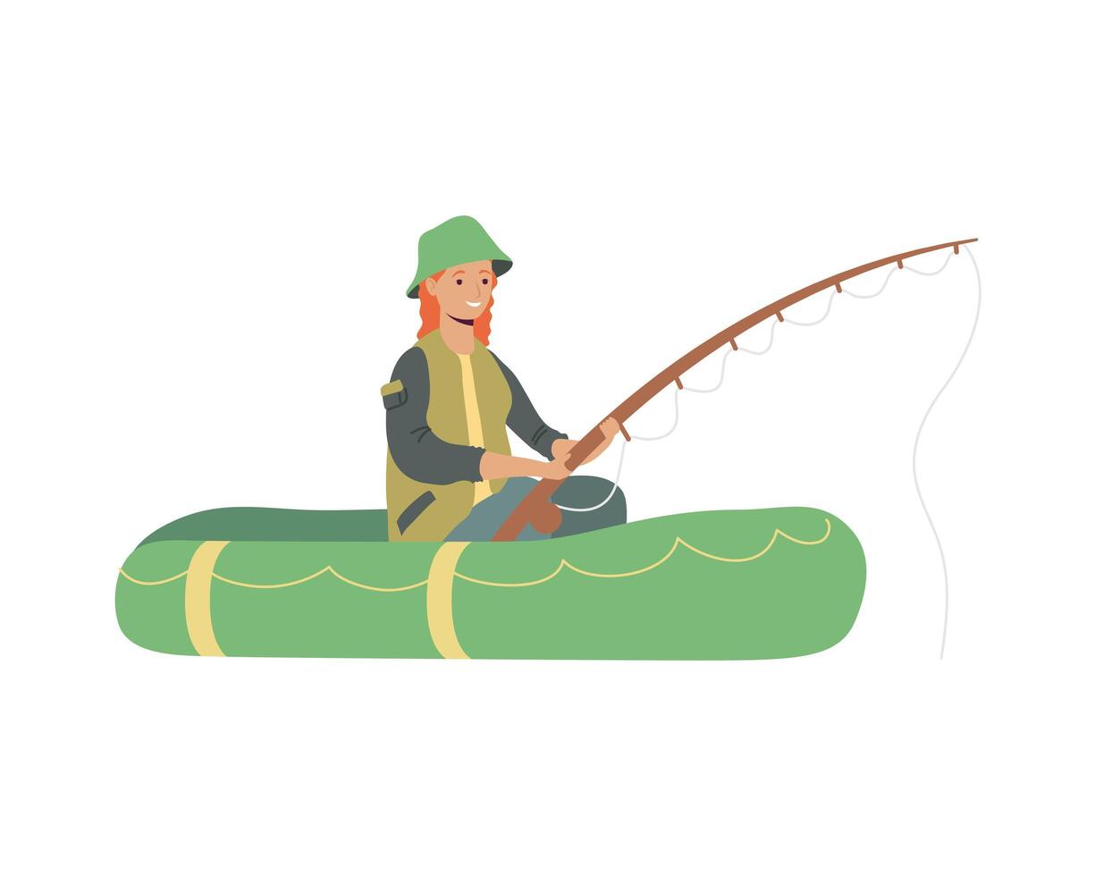 fisher in boat vector