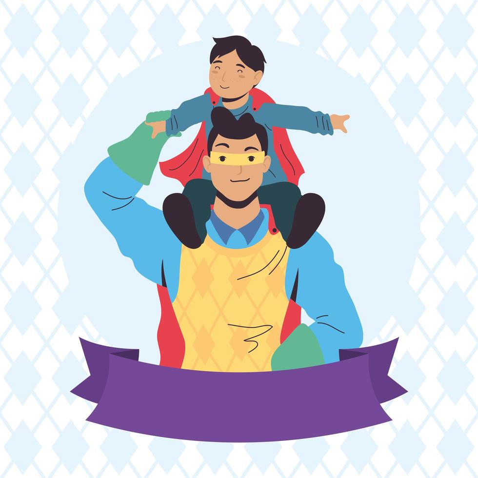 super daddy and son vector