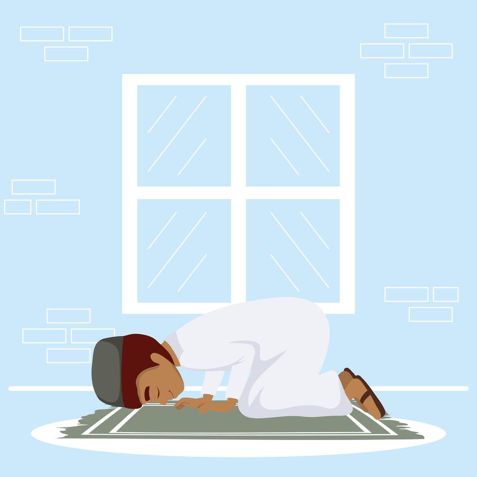 muslim man praying character vector