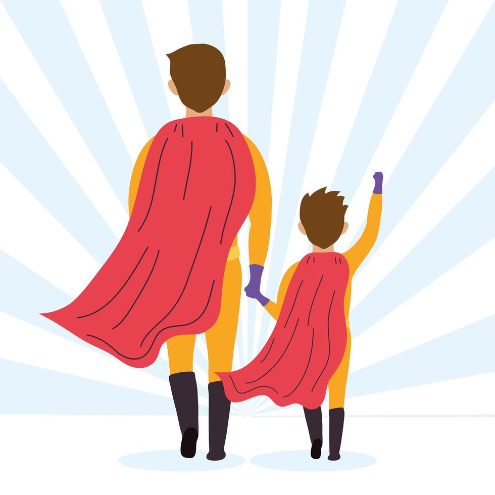 super dad and son back vector