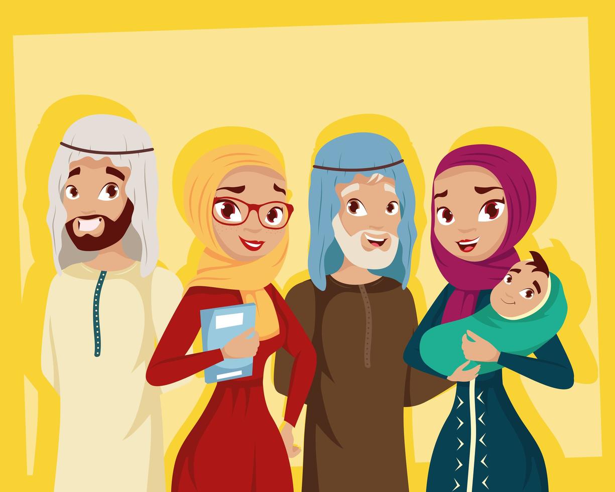 muslim culture family vector