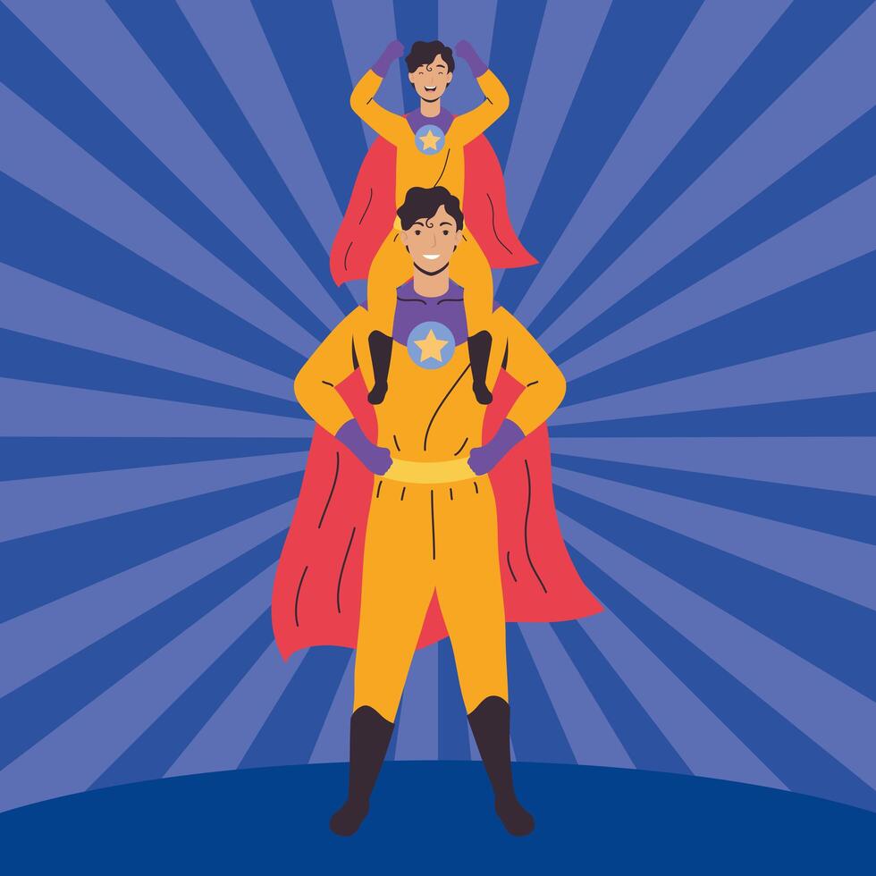 super dad and son vector