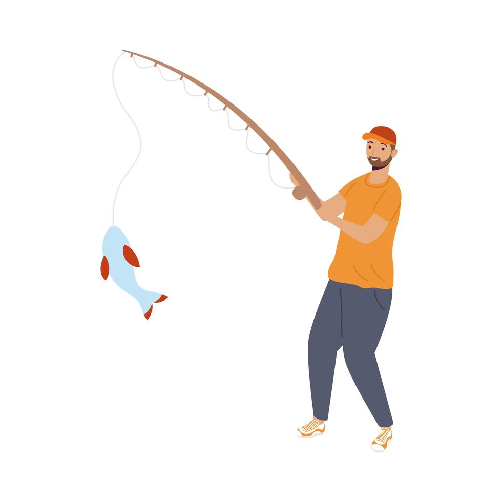 fisher with fish vector