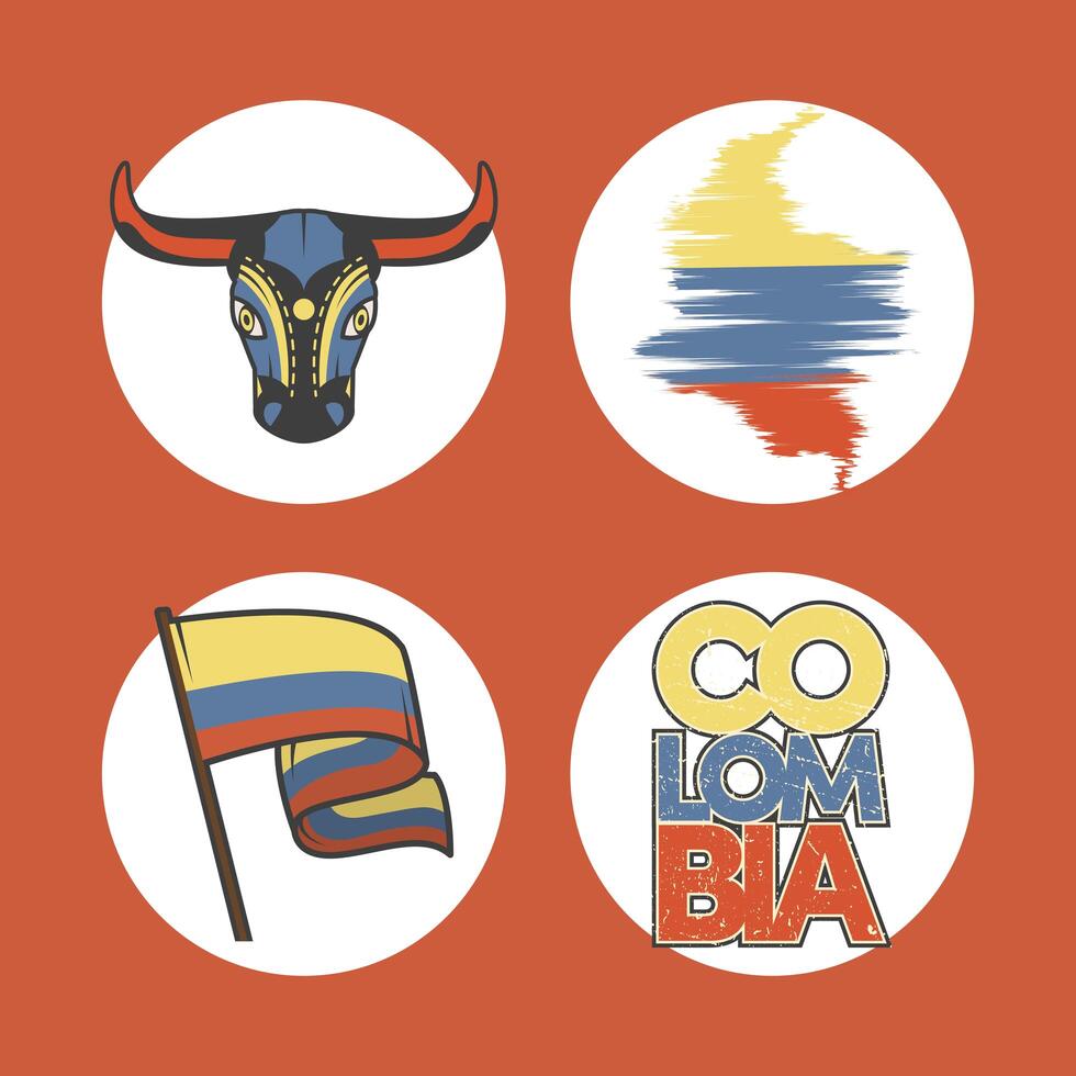 four colombia icons vector