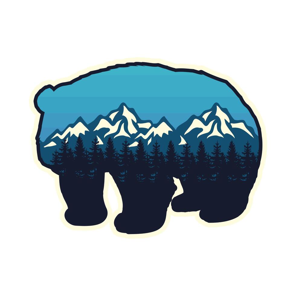 adventure bear emblem vector