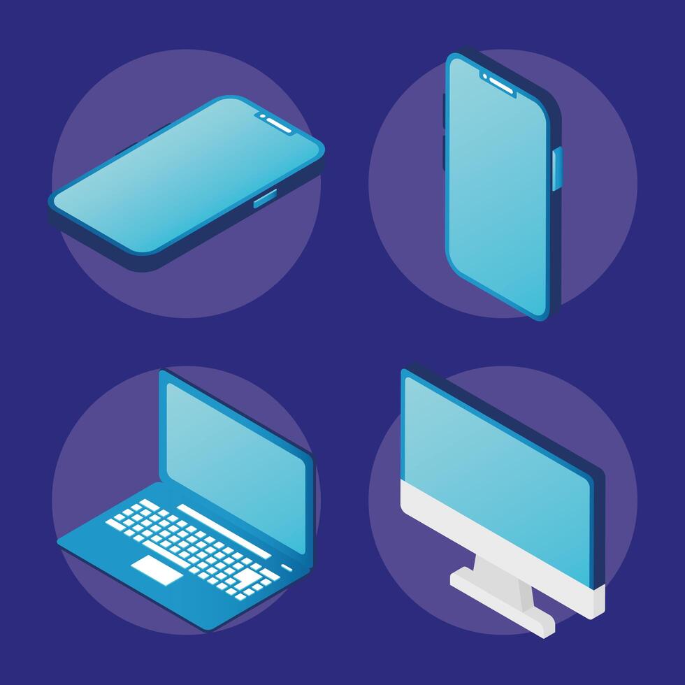 four electronic devices vector