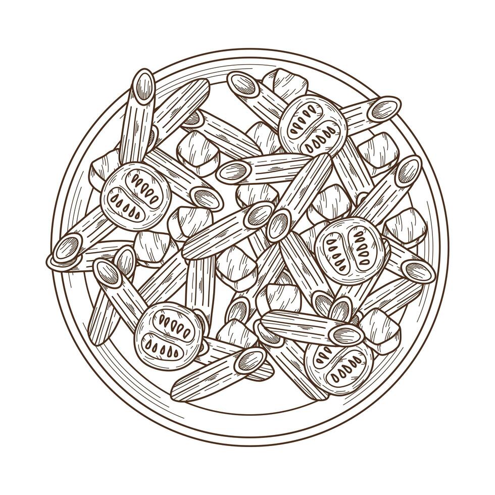 pennes and tomatoes vector