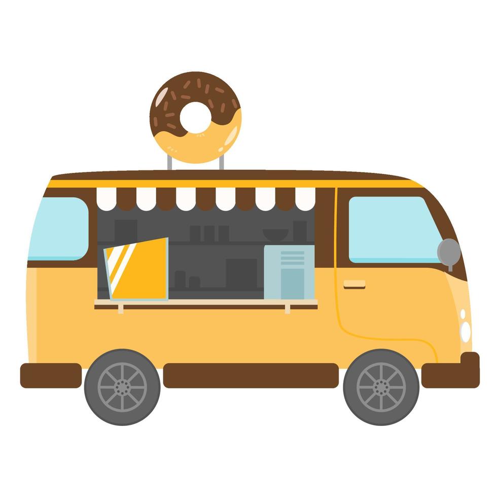diseño de vector de camión de comida de donut