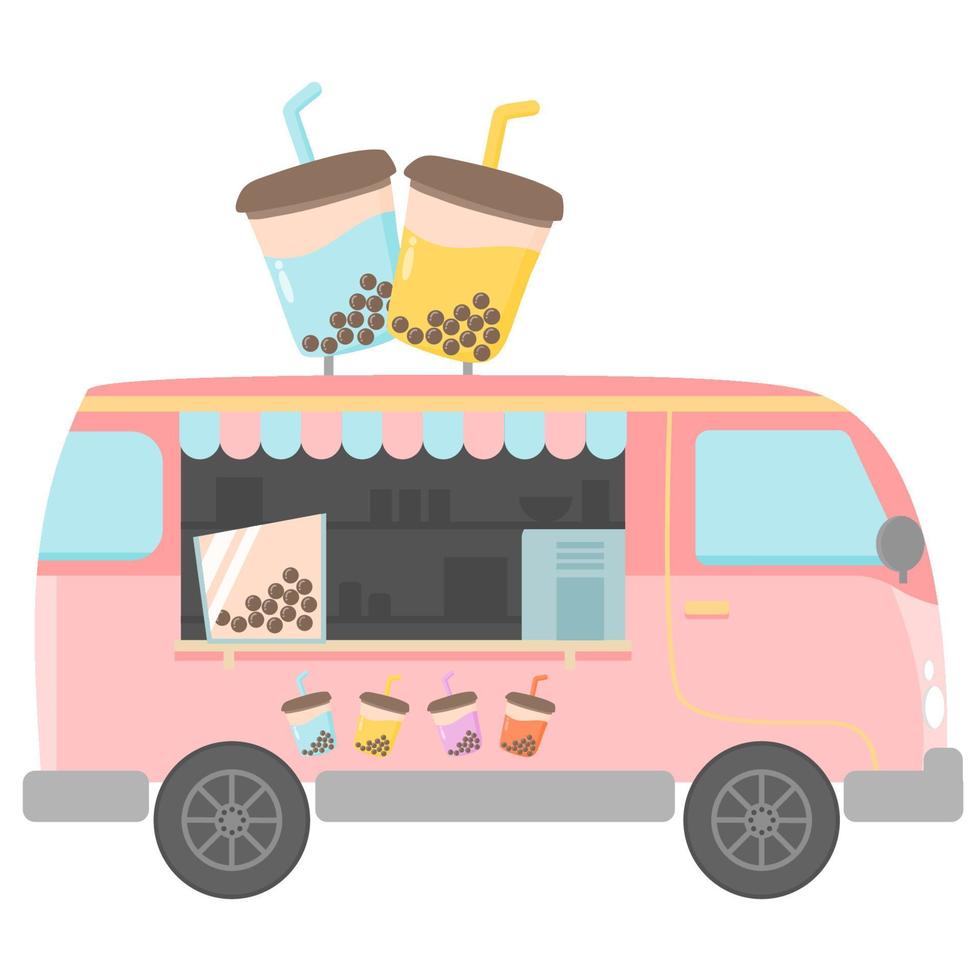 bubble tea food truck vector design