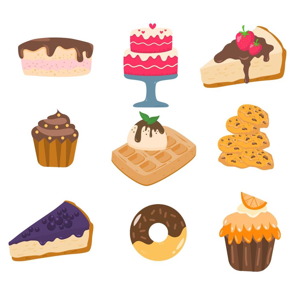 Hand drawn dessert collection vector