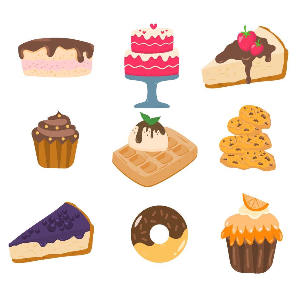 colección de postres dibujados a mano vector