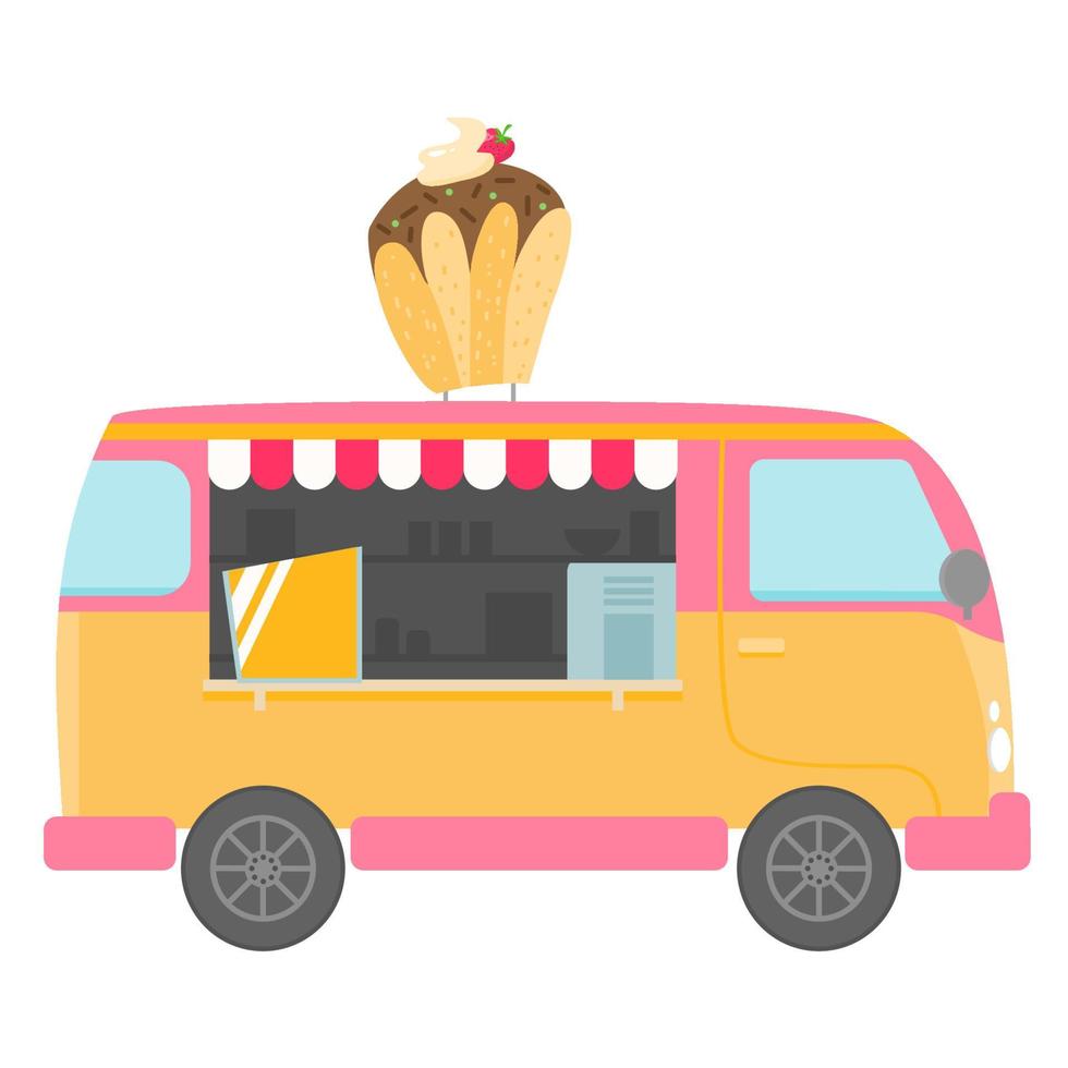 diseño de vector de carro de comida de cupcake