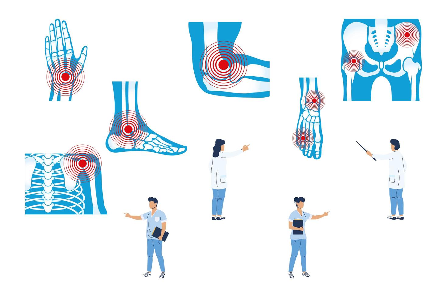 diez iconos de reumatología vector