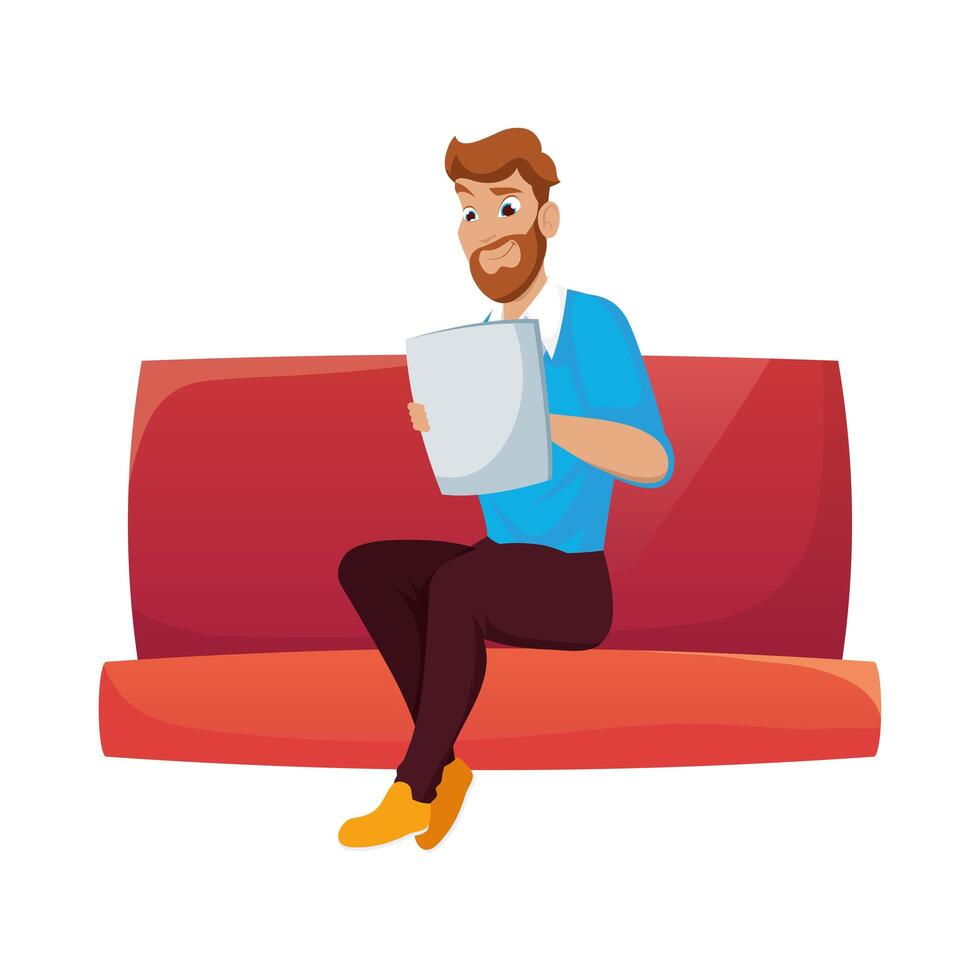 man reading newspaper vector