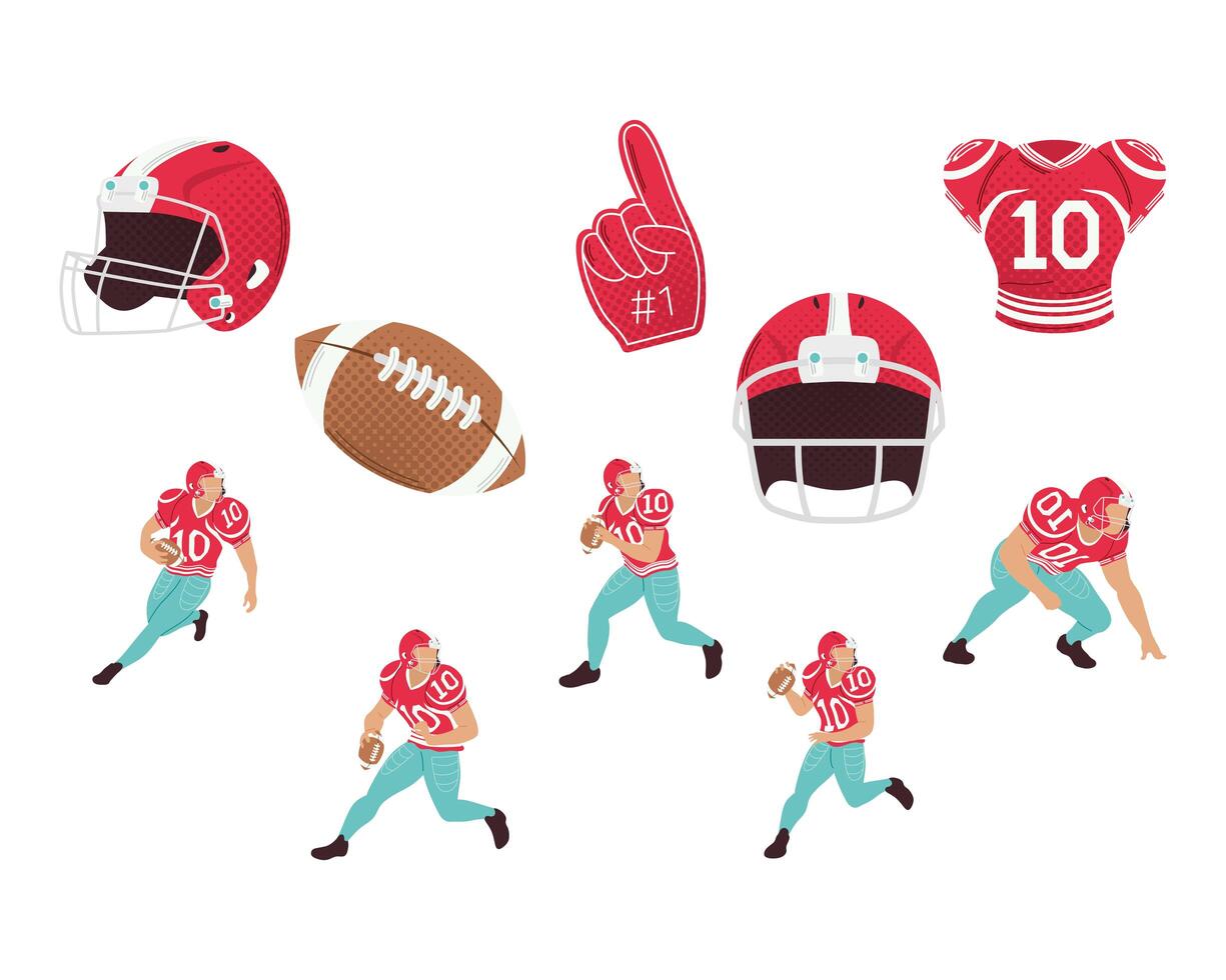 ten american football icons vector