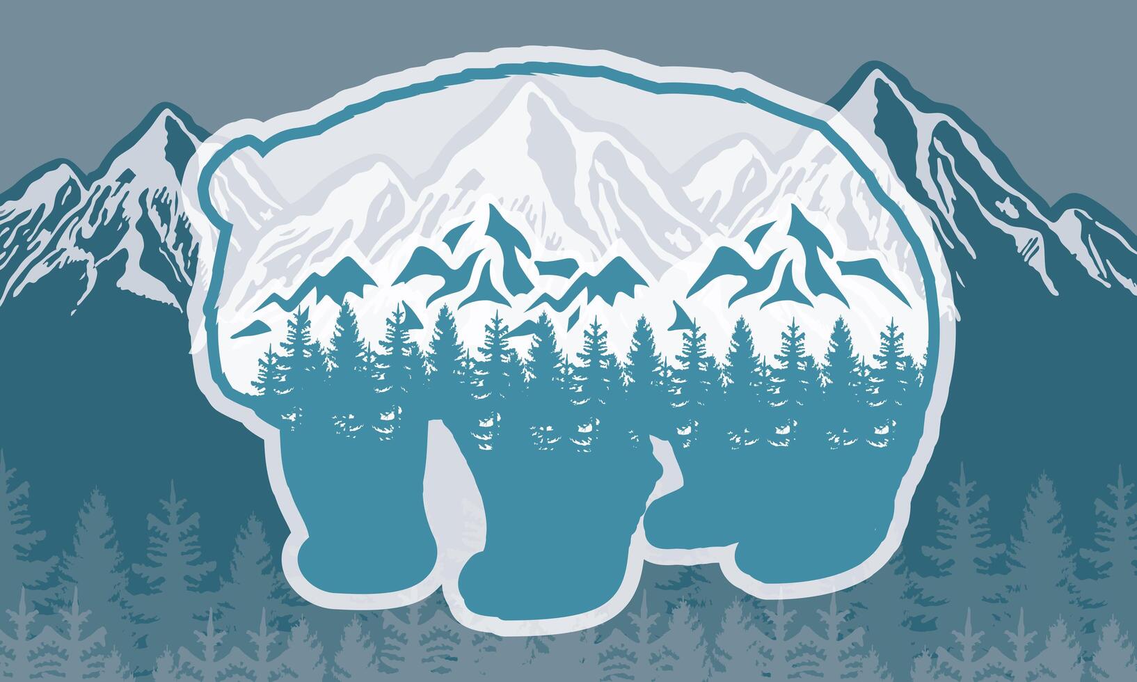 bear adventure emblem vector