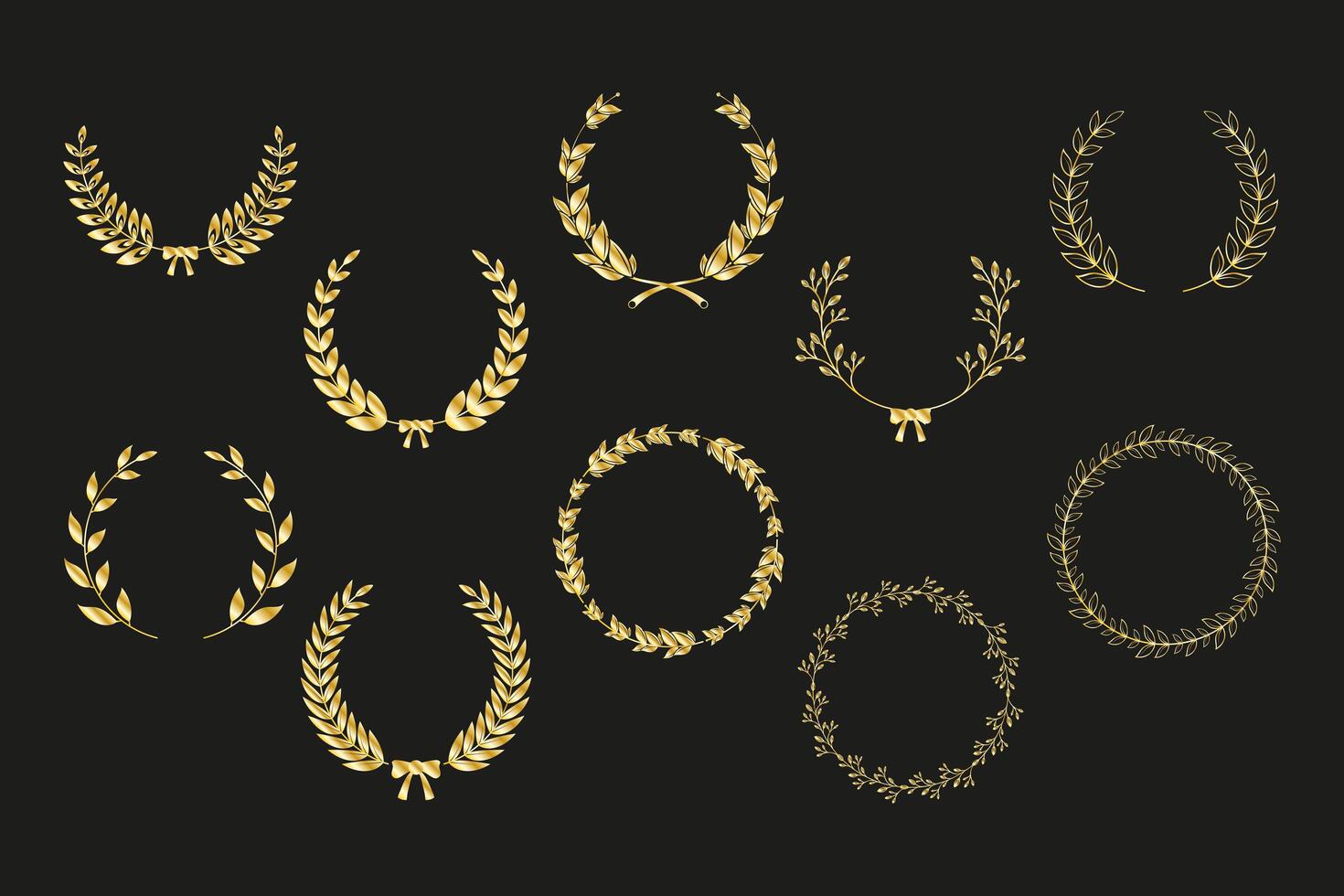 ten laurel wreaths vector