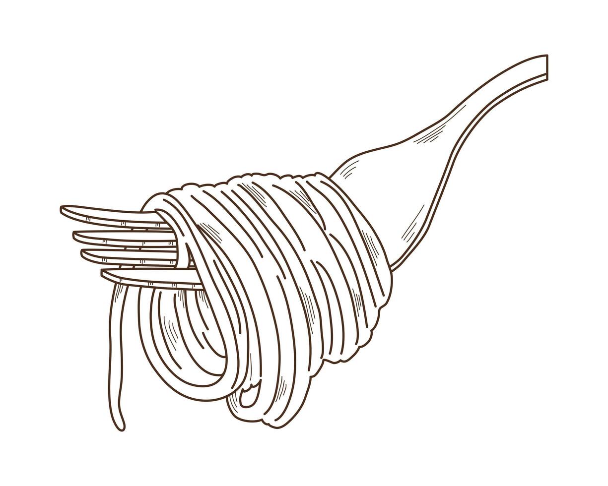 fork with spaghetti vector