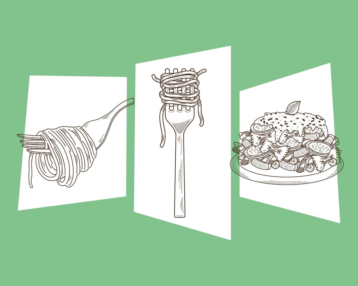 three italian pastas vector