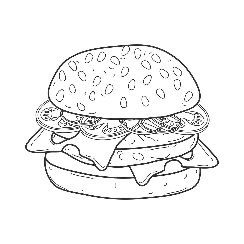 hamburger one line food vector