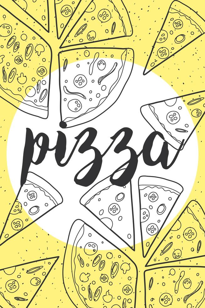 one line pizza pattern vector