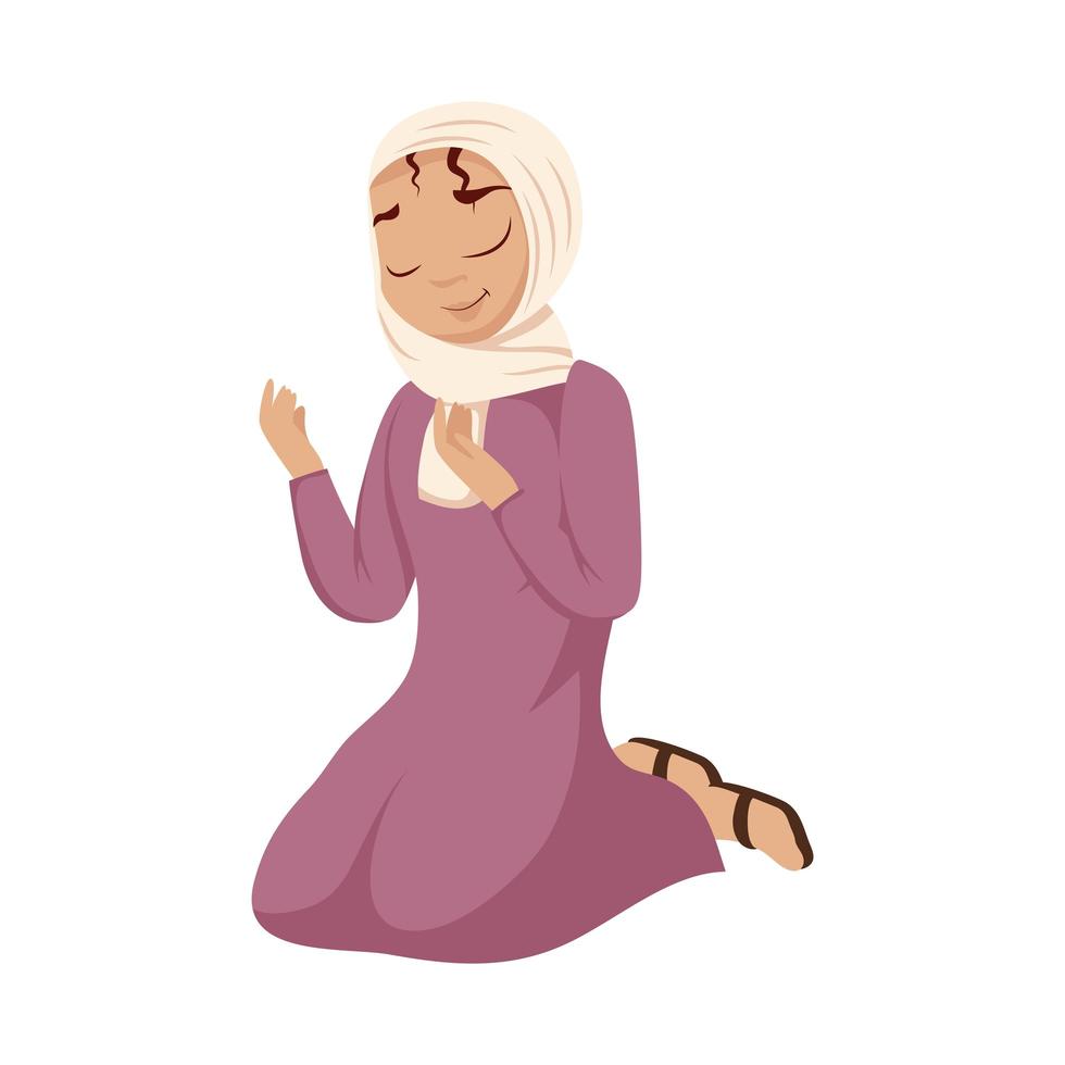 woman praying muslim vector